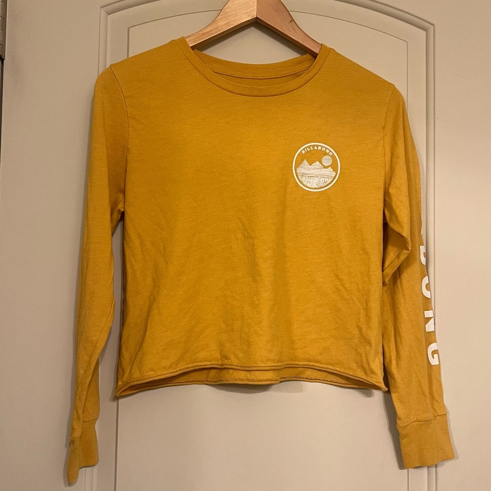 Mustard Yellow Billabong Cropped Long Sleeve Tee